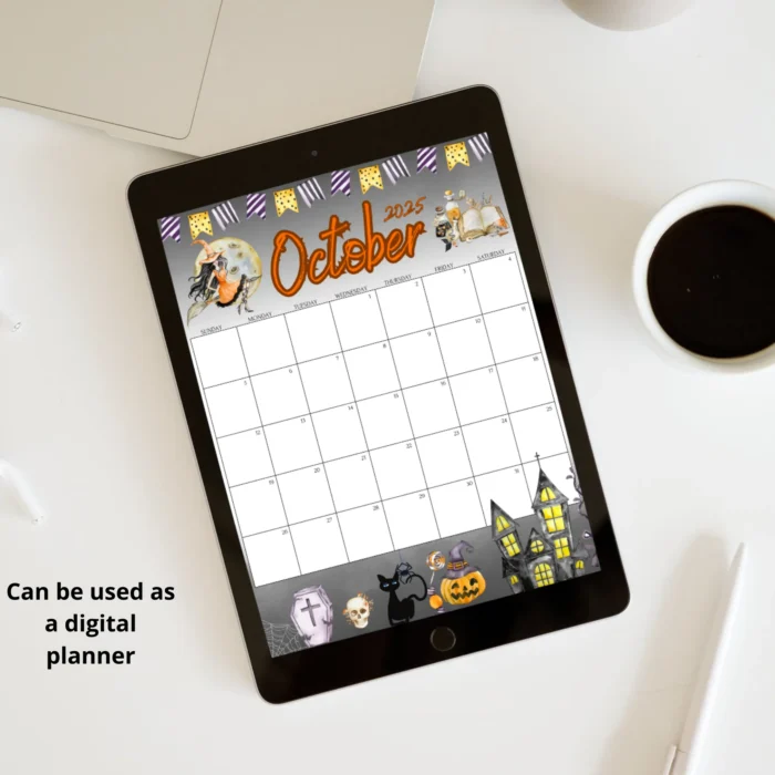 Halloween October 2025 Calendar Editable