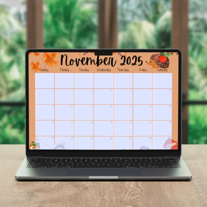 November 2025 Woodland Animals Calendar