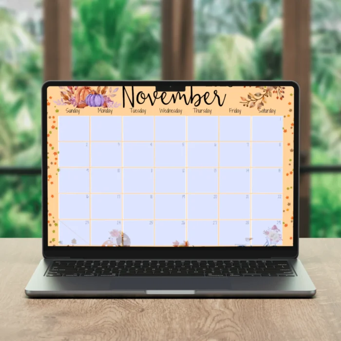 November 2025 Autumn Leaves Calendar