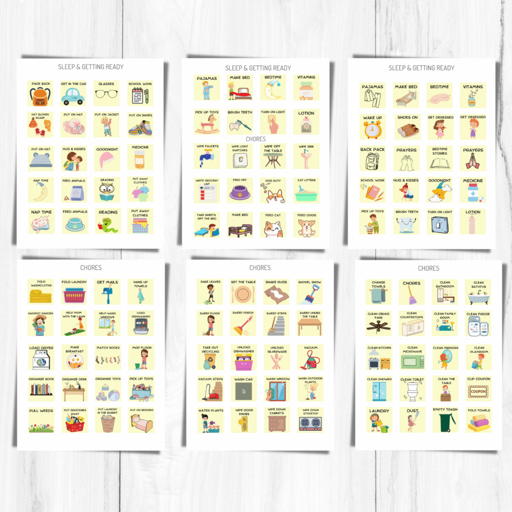 400+ Kids Daily Routine Cards and 8 Charts - Printable Works