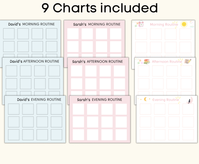 9 Daily Visual Routine Charts with 156 Cards - Editable Kids' Daily Rhythm - Image 4