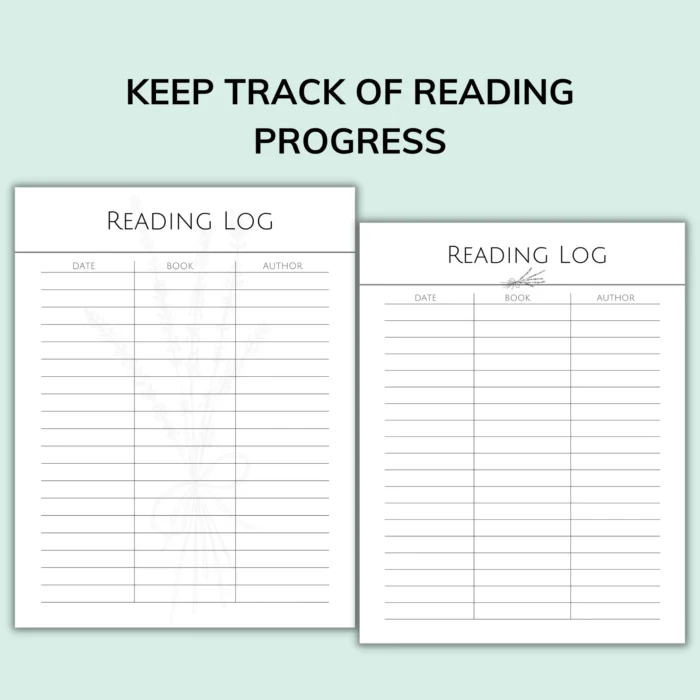 Books to Read and Reading Log printable tracker for book lovers