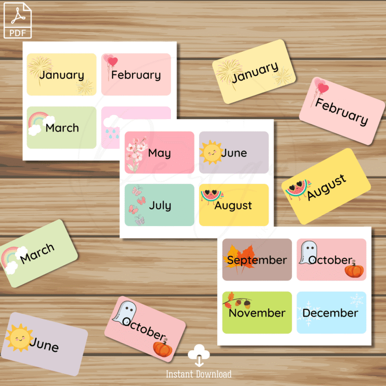 Months Of The Year Flash Cards - Printable Works