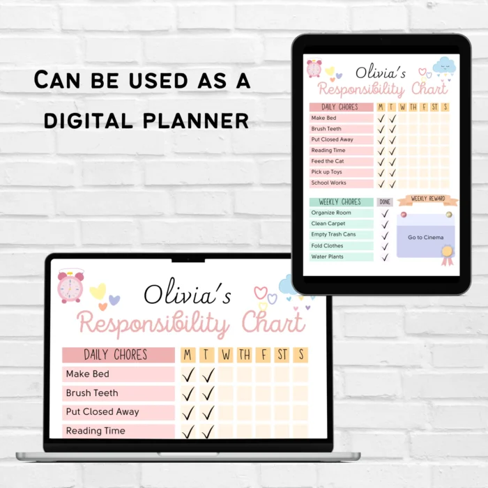 Digital chore chart for childrenâ€™s daily routines