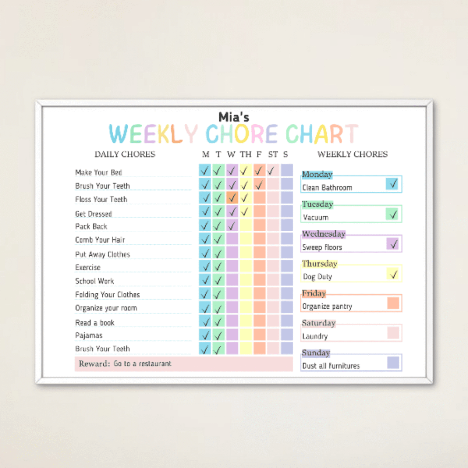 Printable Weekly Chore Chart for Kids - Printable Works