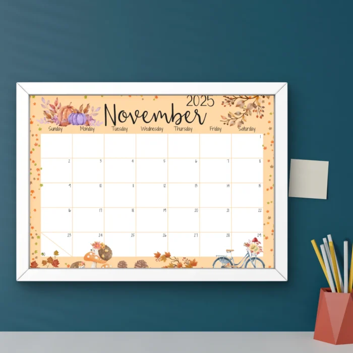 November 2025 Autumn Leaves Calendar