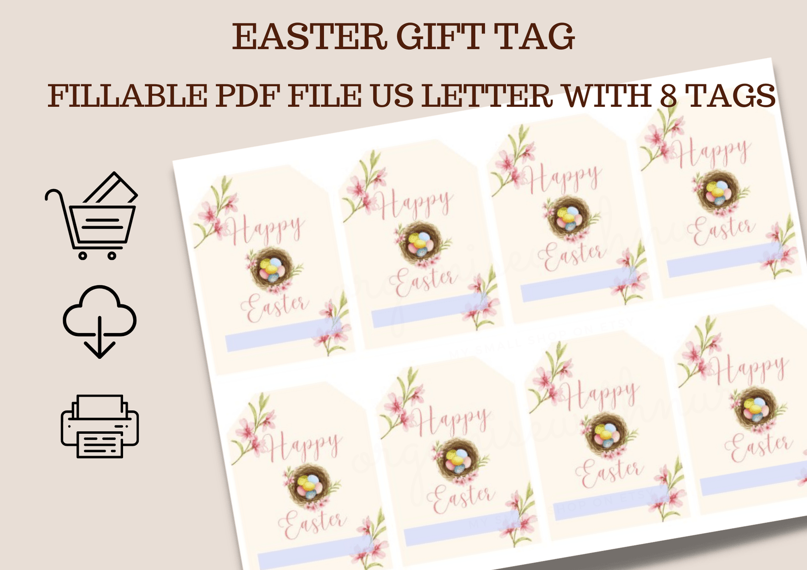 Personalized Easter Floral Gift Tag - Printable - Image 2