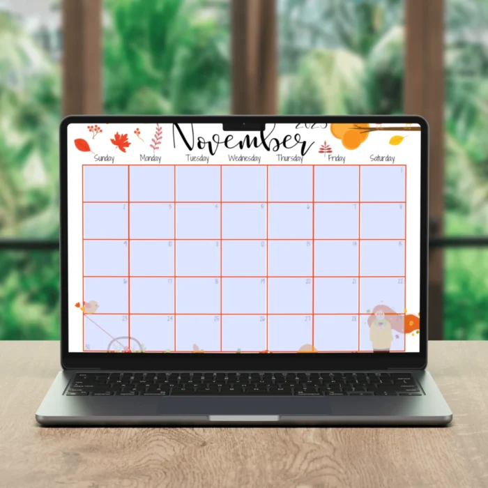 November 2025 Rustic Autumn Calendar