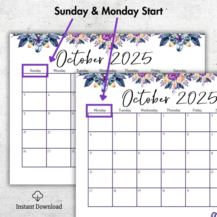 October 2025 Calendar with Witchy Theme