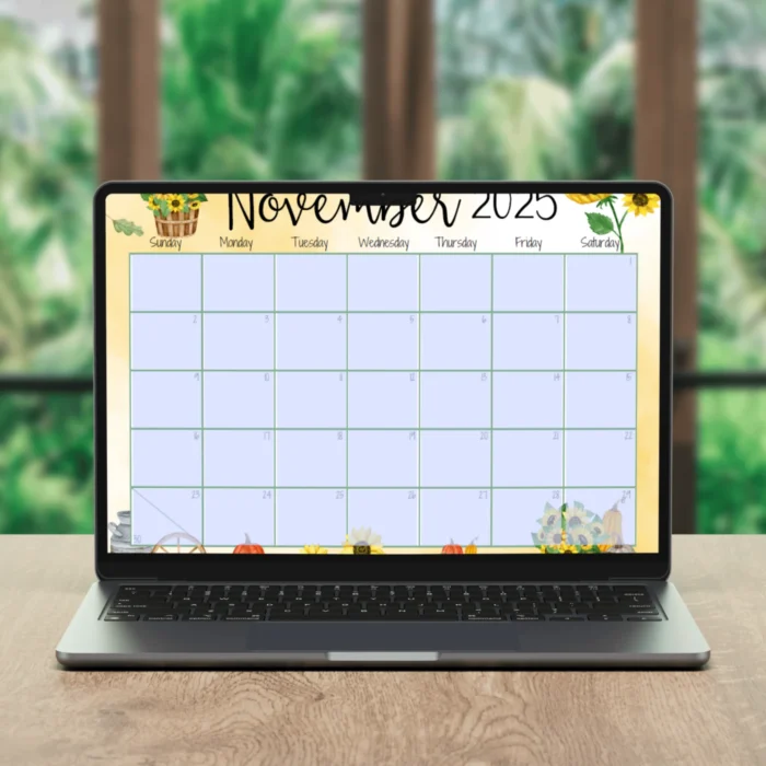 November 2025 Sunflower Calendar