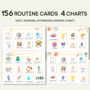 156 Kids Daily Routine Cards, Printable - Printable Works