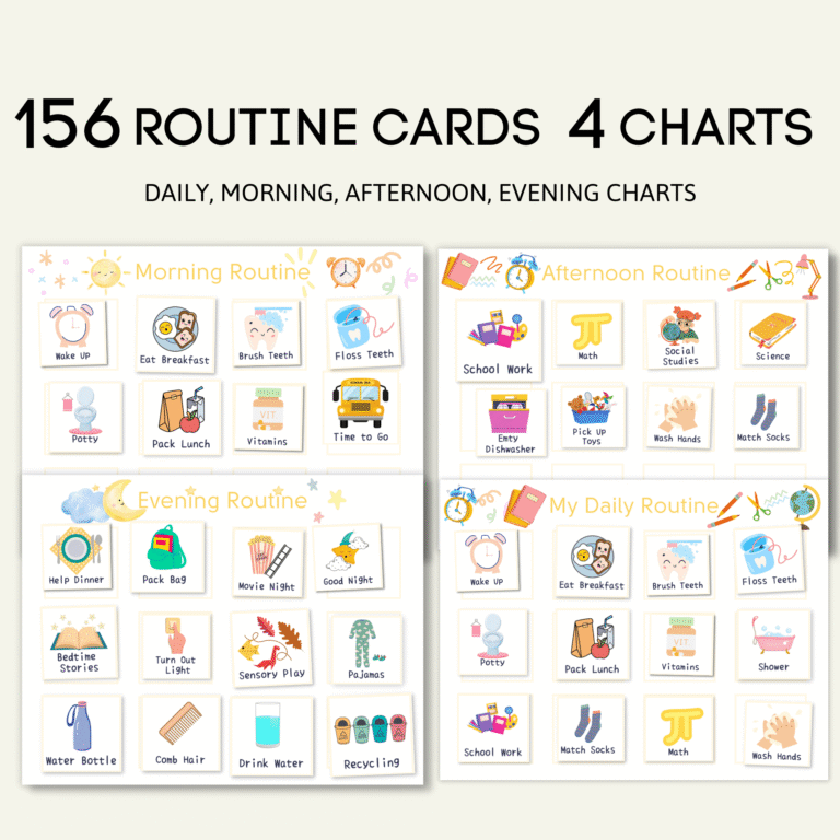 156 Kids Daily Routine Cards, Printable - Printable Works
