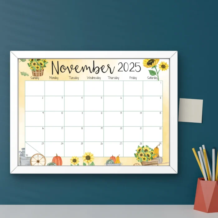 November 2025 Sunflower Calendar