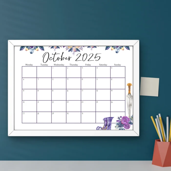 October 2025 Calendar with Witchy Theme
