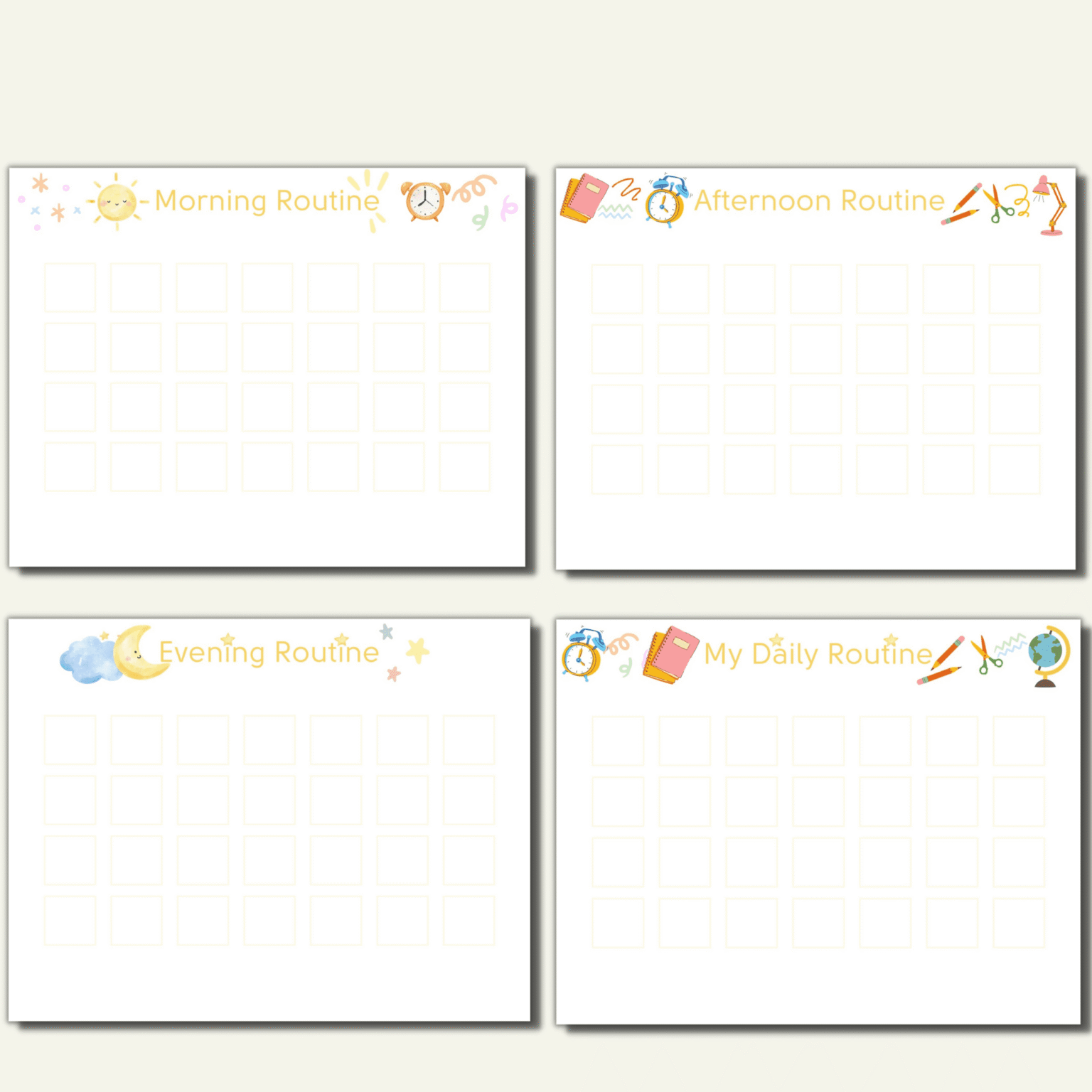 200+ Daily Routine Cards - Printable Works