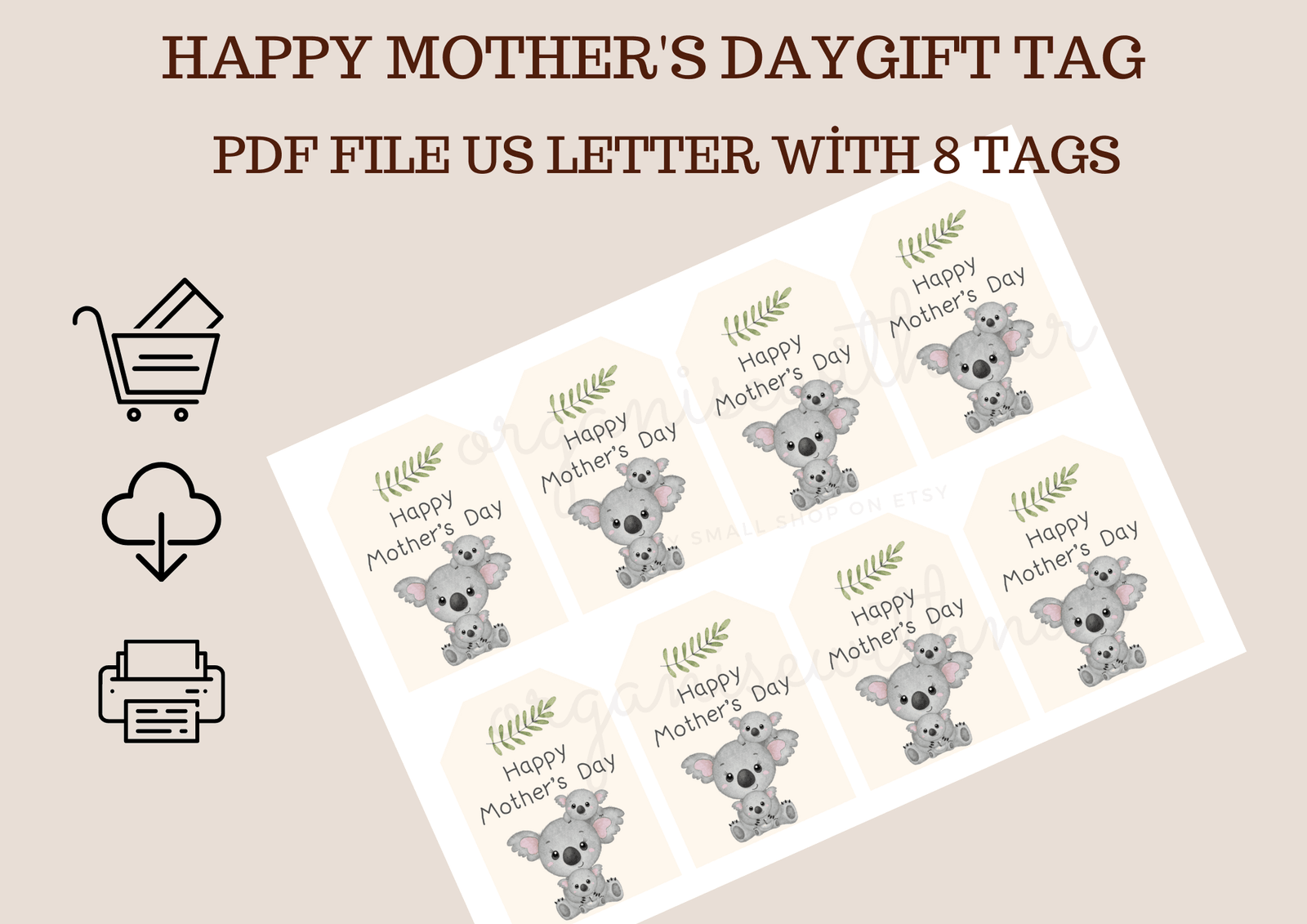 Printable Koala Themed Mother's Day Gift Tag - Image 2