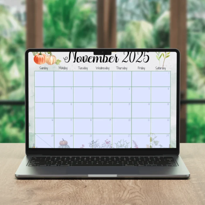 November 2025 Autumn Pumpkin Calendar