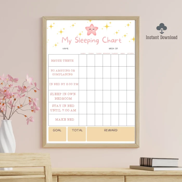 Toddler bedtime routine chart with colorful design