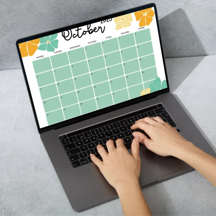 October 2025 Calendar Floral Theme â€“ Fillable PDF