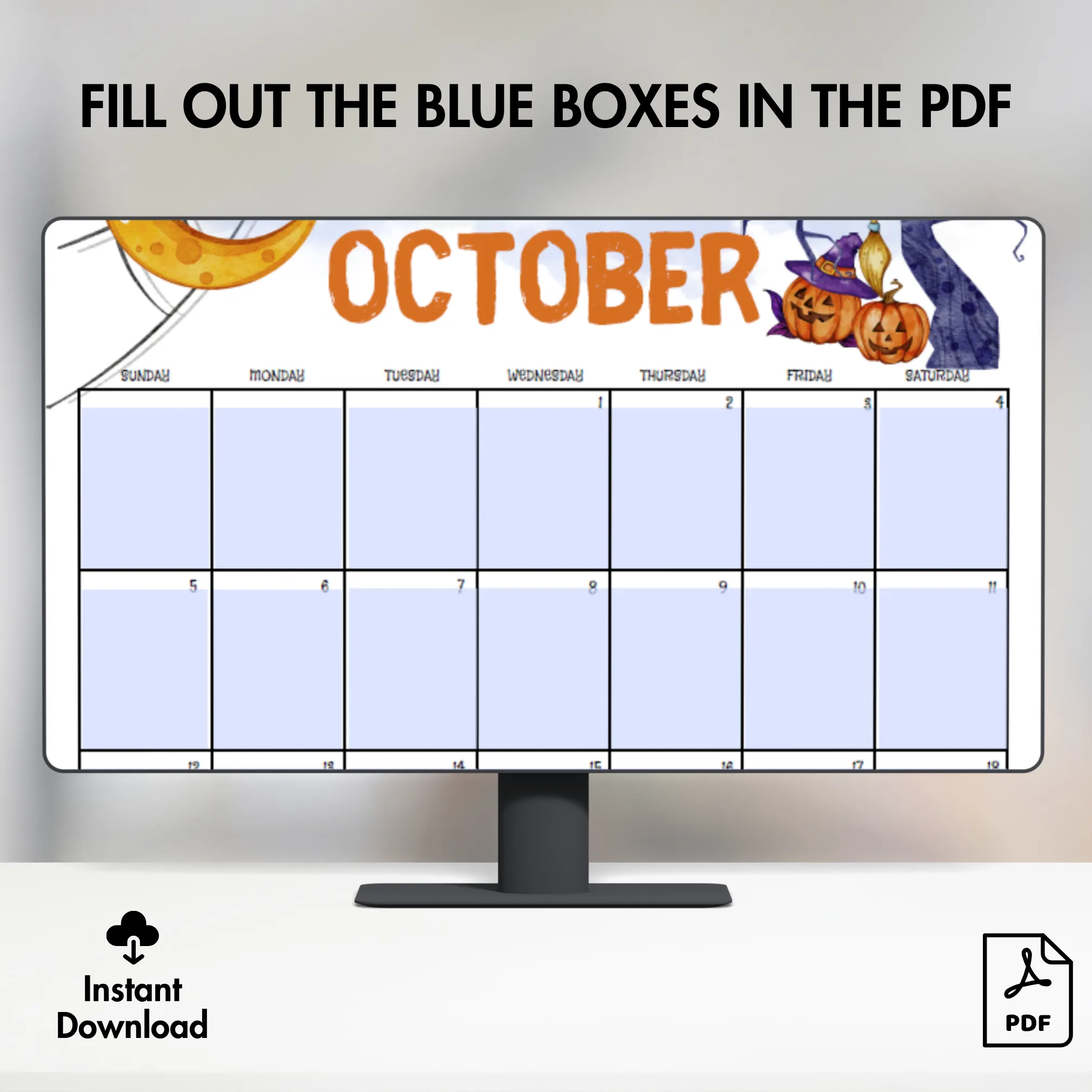 Editable Night Sky October 2025 Calendar