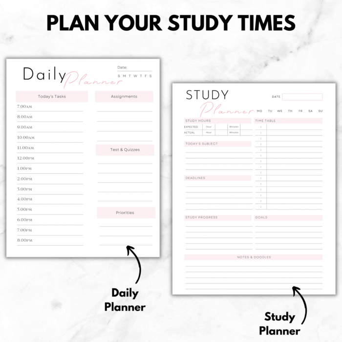Printable Student Planner, Daily, Weekly, Monthly & Hourly Schedule - Image 4