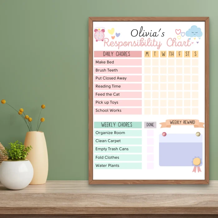 Editable kids task tracker in US Letter and A4 sizes