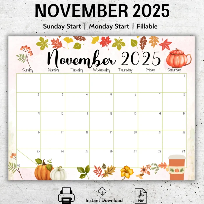 November 2025 Pumpkin Calendar