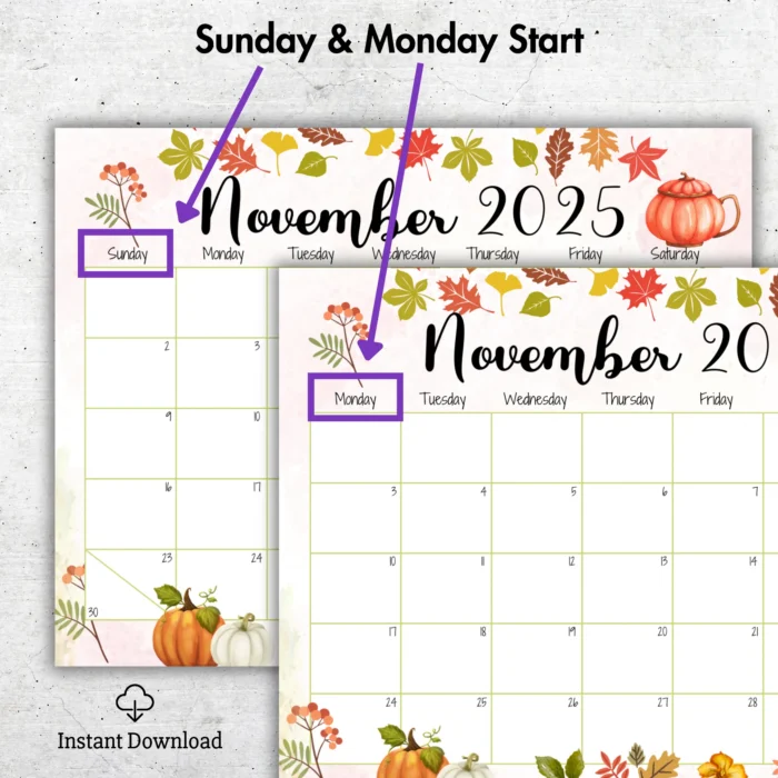 November 2025 Pumpkin Calendar