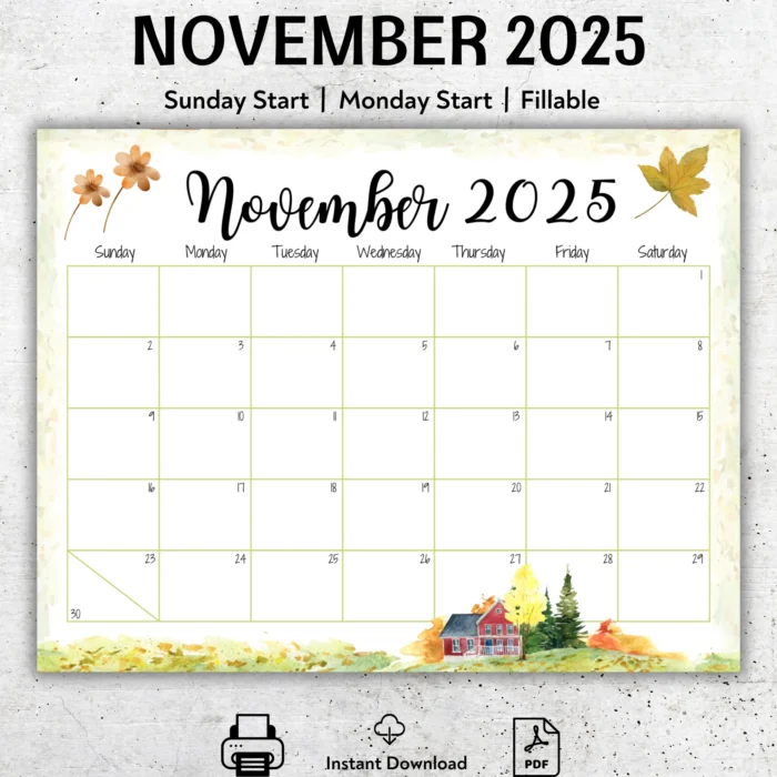November 2025 Countryside Calendar
