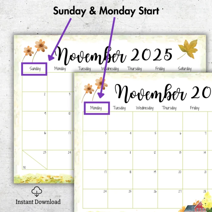 November 2025 Countryside Calendar