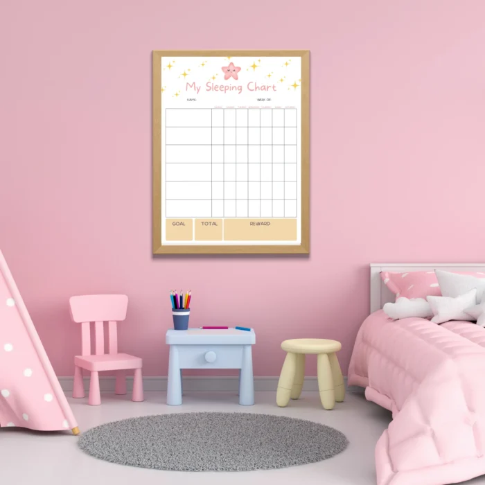 Sleeping tracker with moon and star illustrations for kids