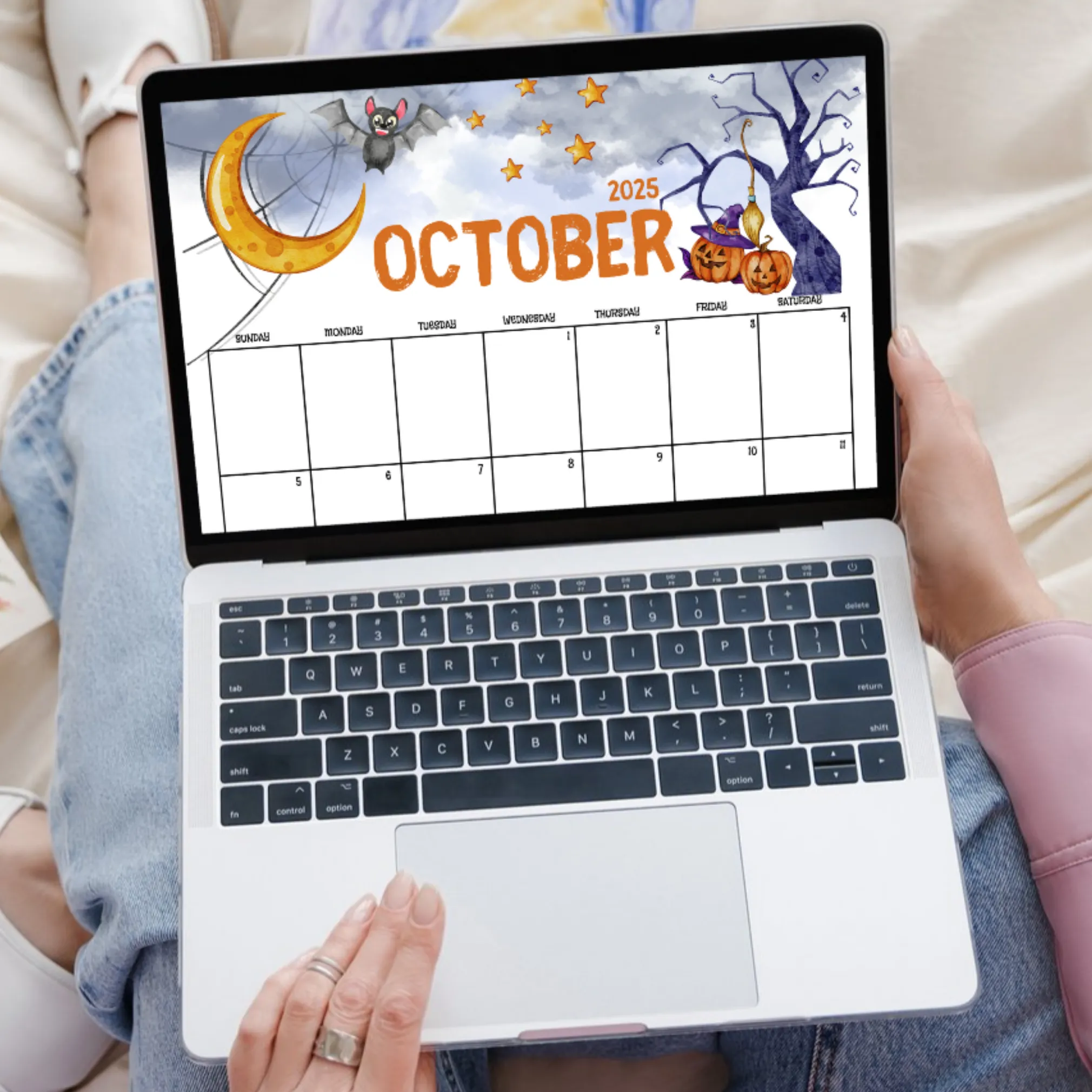 Editable Night Sky October 2025 Calendar