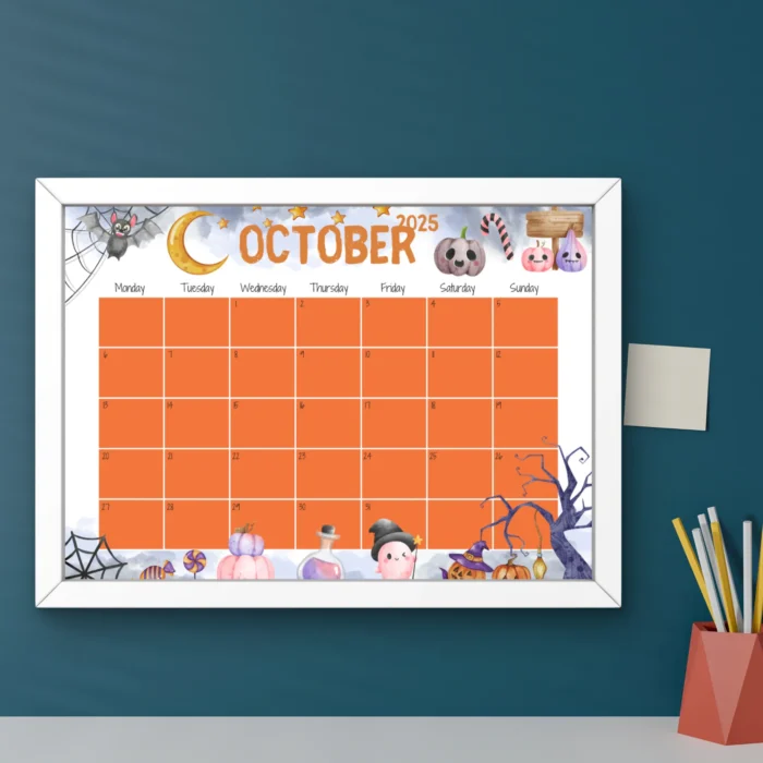 Editable Halloween October 2025 Calendar