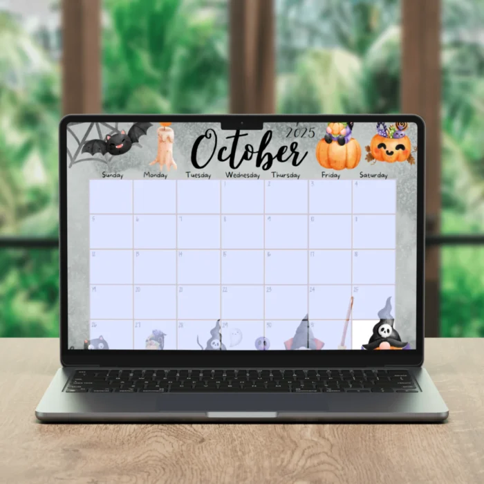Editable October 2025 Halloween Calendar
