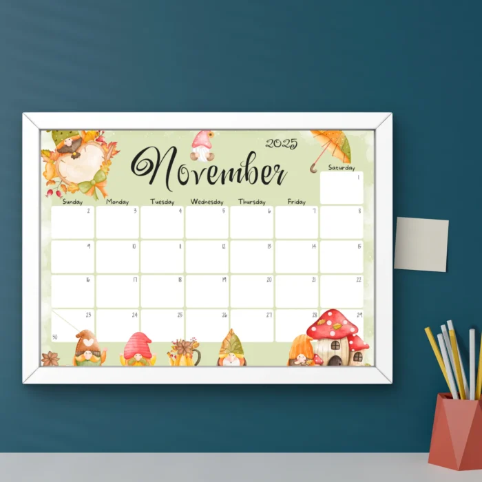 November 2025 Gnomes Calendar