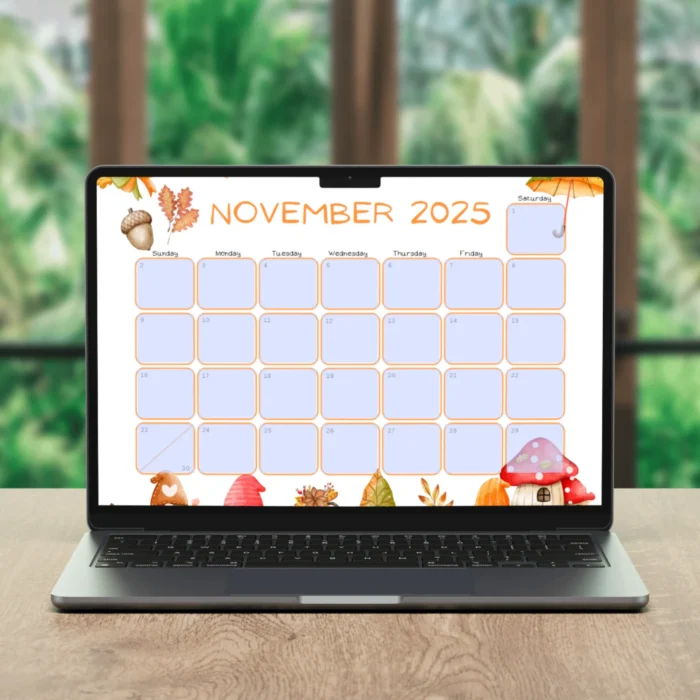 Editable November 2025 Gnome Calendar