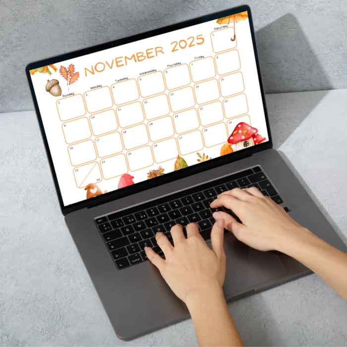 Editable November 2025 Gnome Calendar