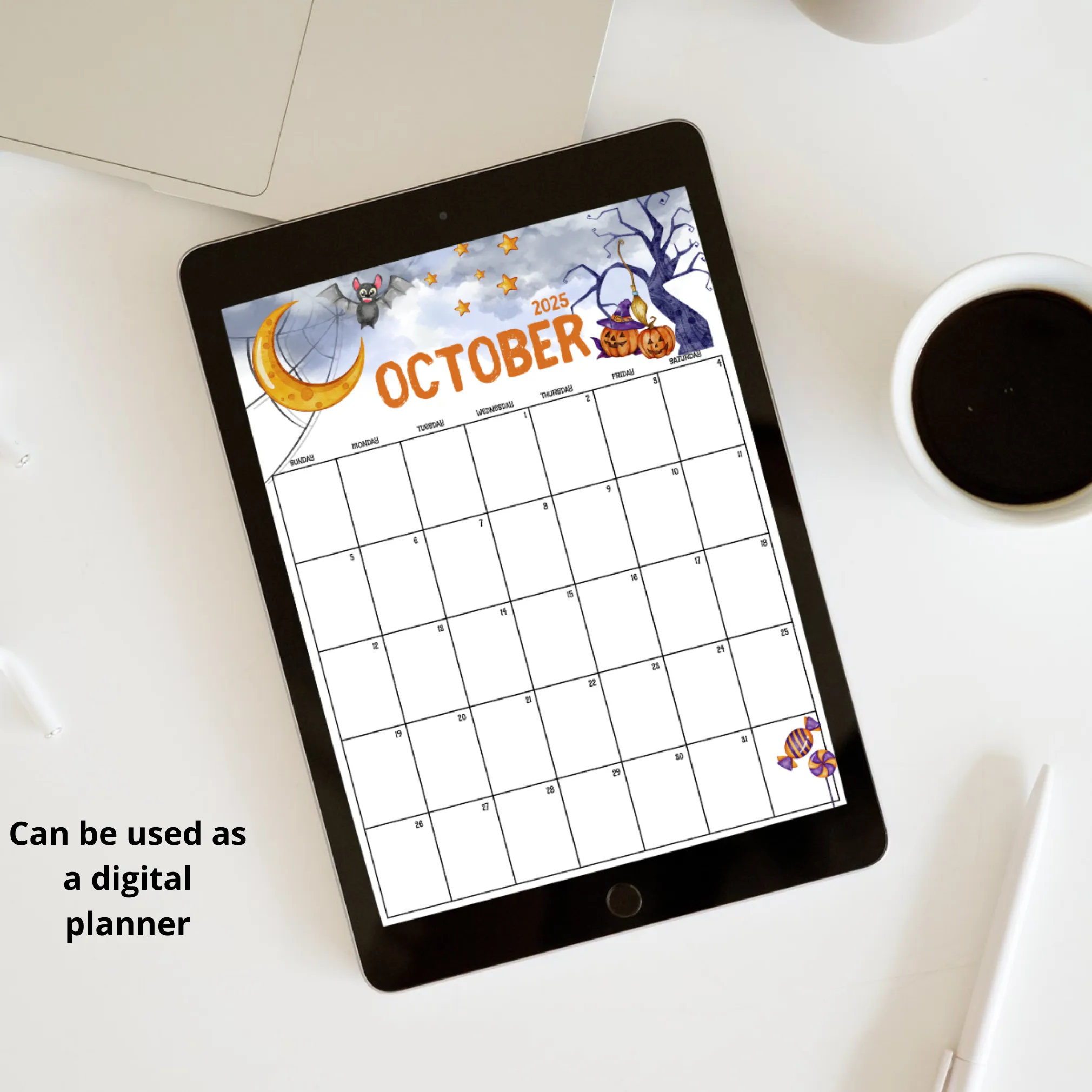 Editable Night Sky October 2025 Calendar