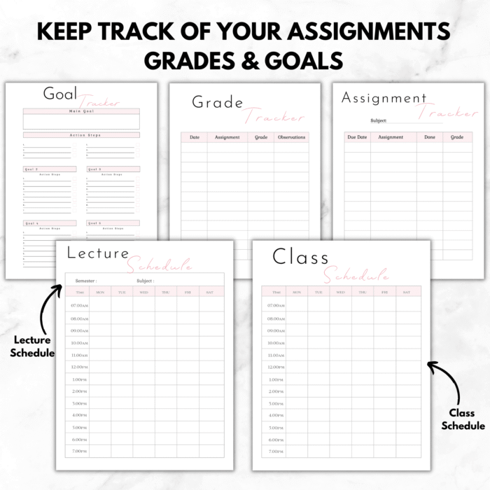 Printable Student Planner, Daily, Weekly, Monthly & Hourly Schedule - Image 6