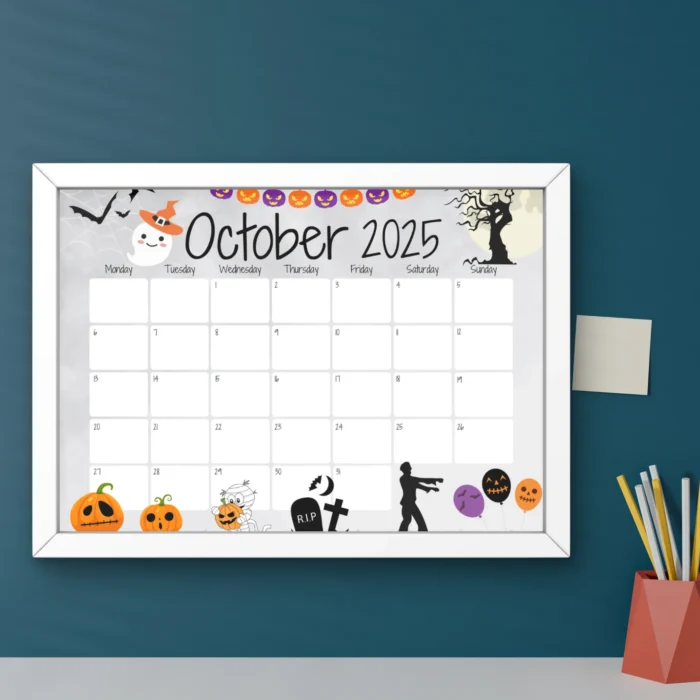October 2025 Halloween Themed Calendar