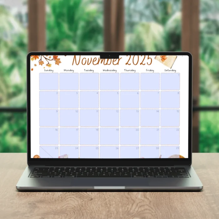Editable November 2025 Squirrel Calendar