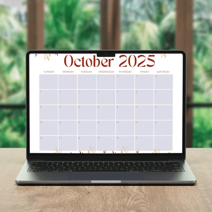 October 2025 Calendar with Autumn Leaves