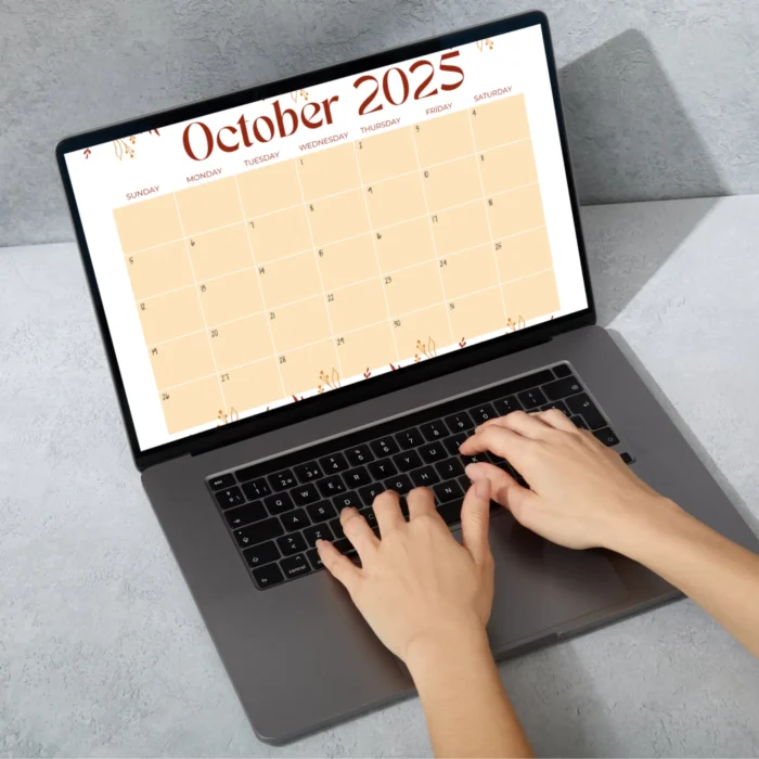 October 2025 Calendar with Autumn Leaves