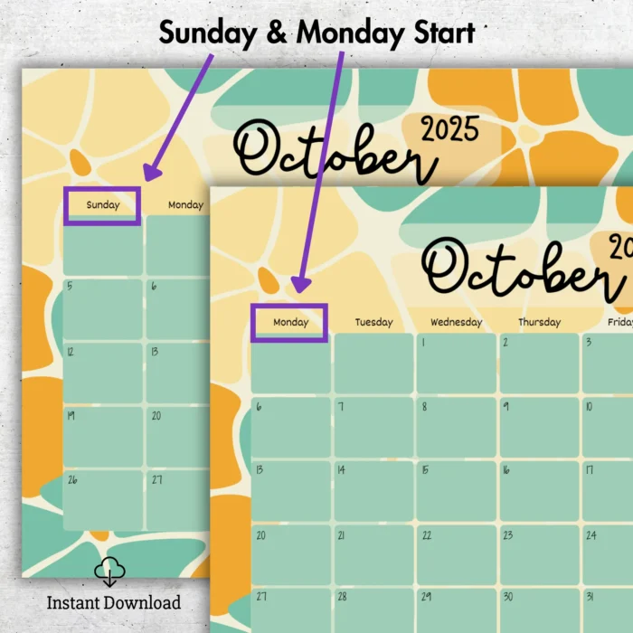 October 2025 Calendar Abstract Pattern