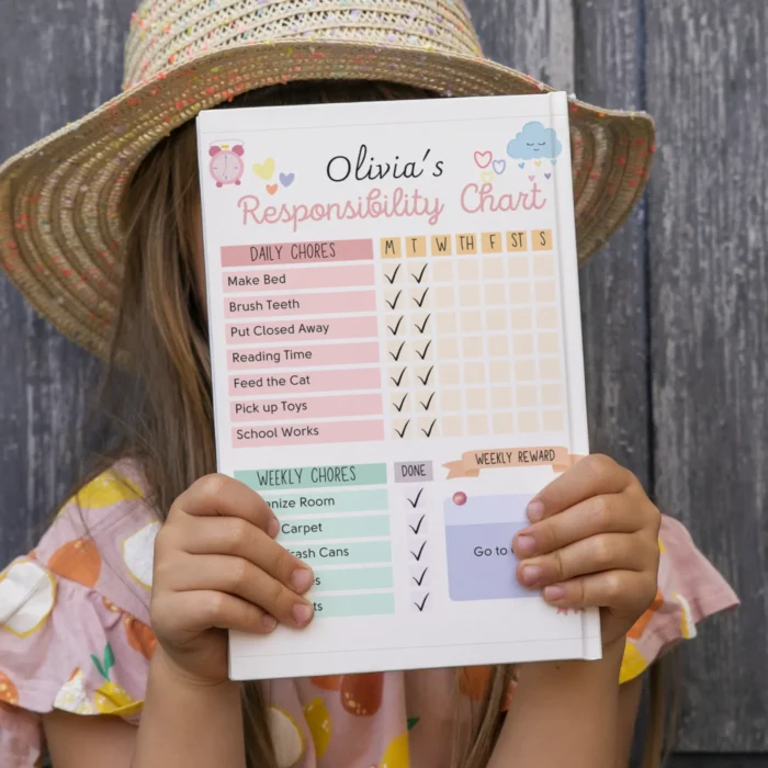 Responsibility checklist for kids with colorful layout