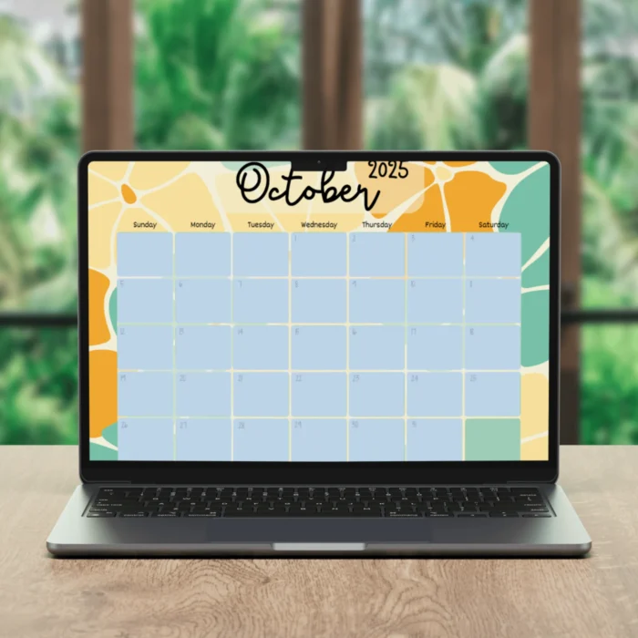 October 2025 Calendar Abstract Pattern