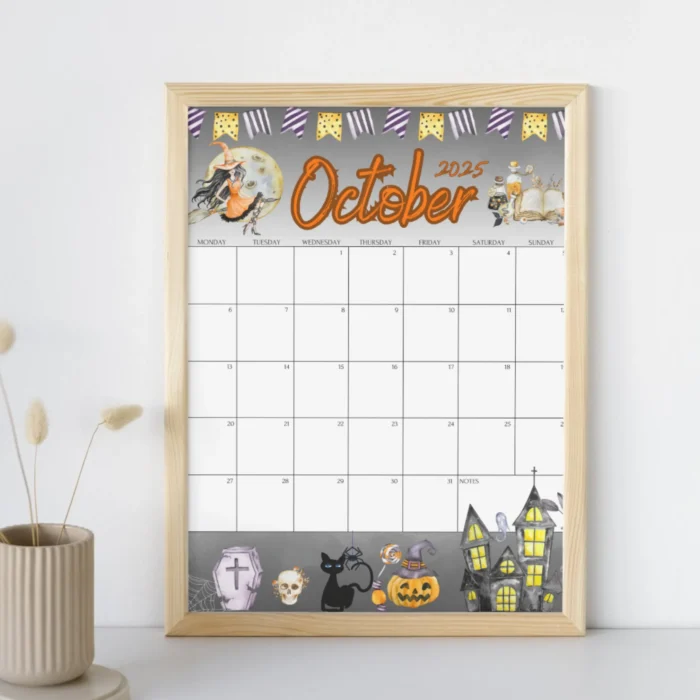 Halloween October 2025 Calendar Editable