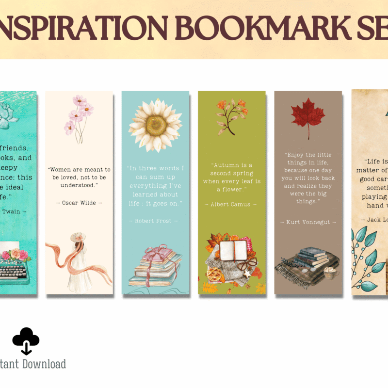 Printable Inspirational Bookmark Set â€“ Six quote bookmarks