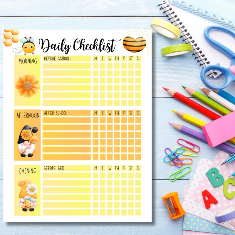 Daily Checklist for Kids Routine