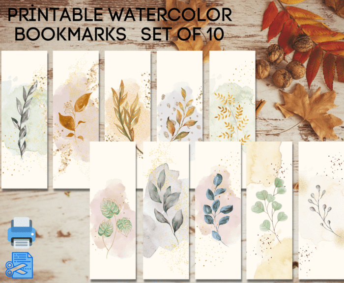 Botanical Watercolor Printable Bookmarks